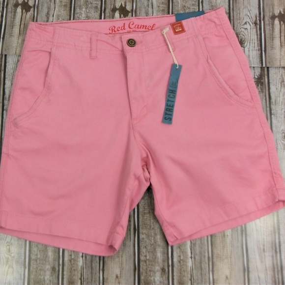 Red Camel Flat Front Stretch Pink Walking Shorts - Picture 5 of 6